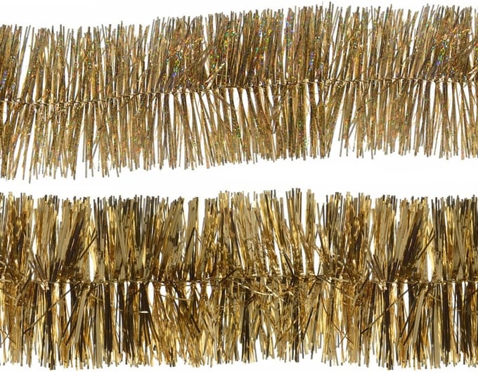 Decoris folie kerstslingers 4x stuks - goud - kunststof - 270 cm