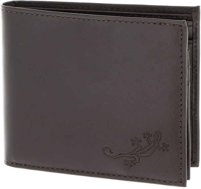 oxmox Leren portemonnee Leather RFID Protect Querscheinbörse Lizard 2.0 Embossed Brown donkerbruin
