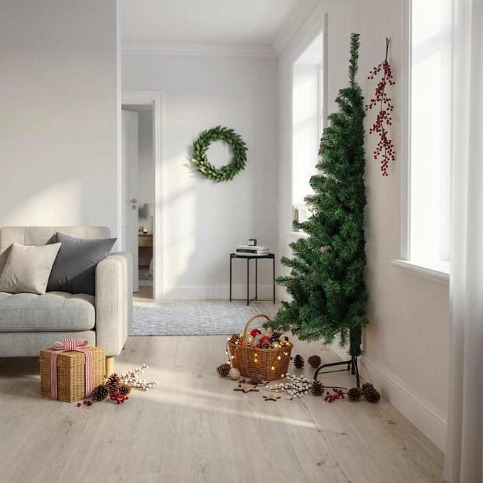 vidaXL - Kunstkerstboom - met - standaard - half - 180 - cm - PVC - groen