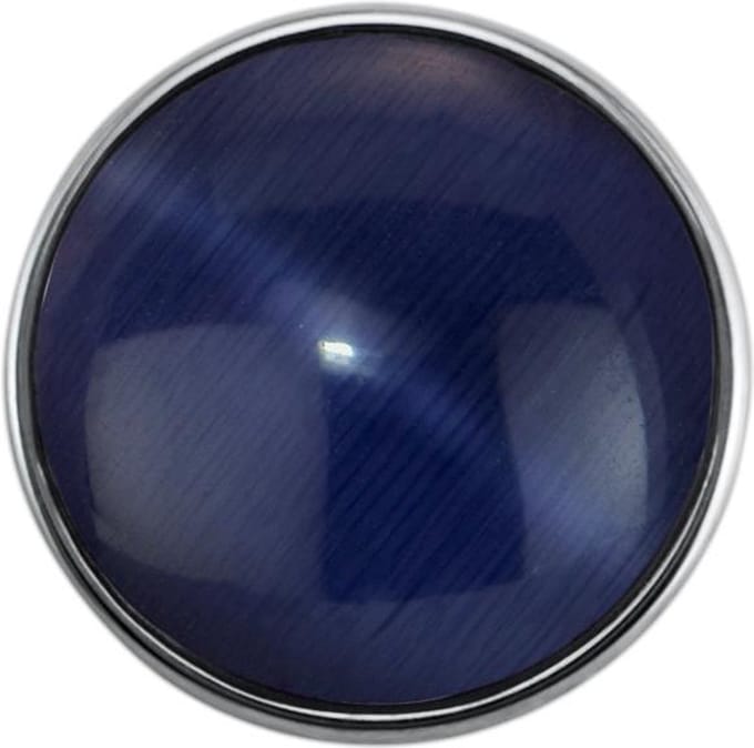 Quiges - Dames Click Button Drukknoop 18mm Cat Eye Blauw - EBCM195
