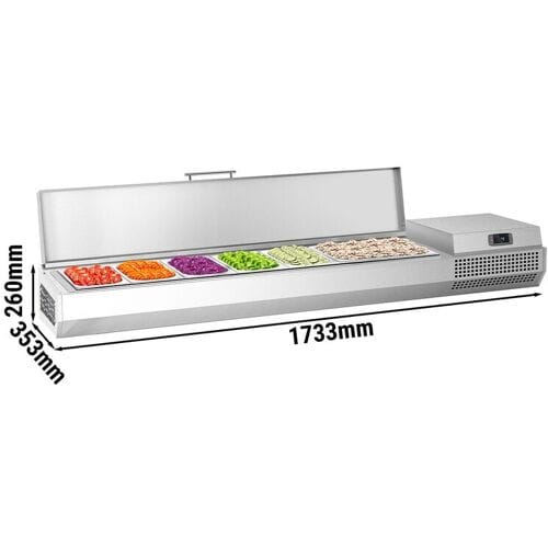GGM Gastro Opzetkoelvitrine PREMIUM PLUS - 1733x353mm - 7x GN 1/4 zilver