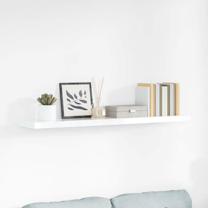 vidaXL - Wandschap - zwevend - 120x23,5x3,8 - cm - MDF - hoogglans - wit
