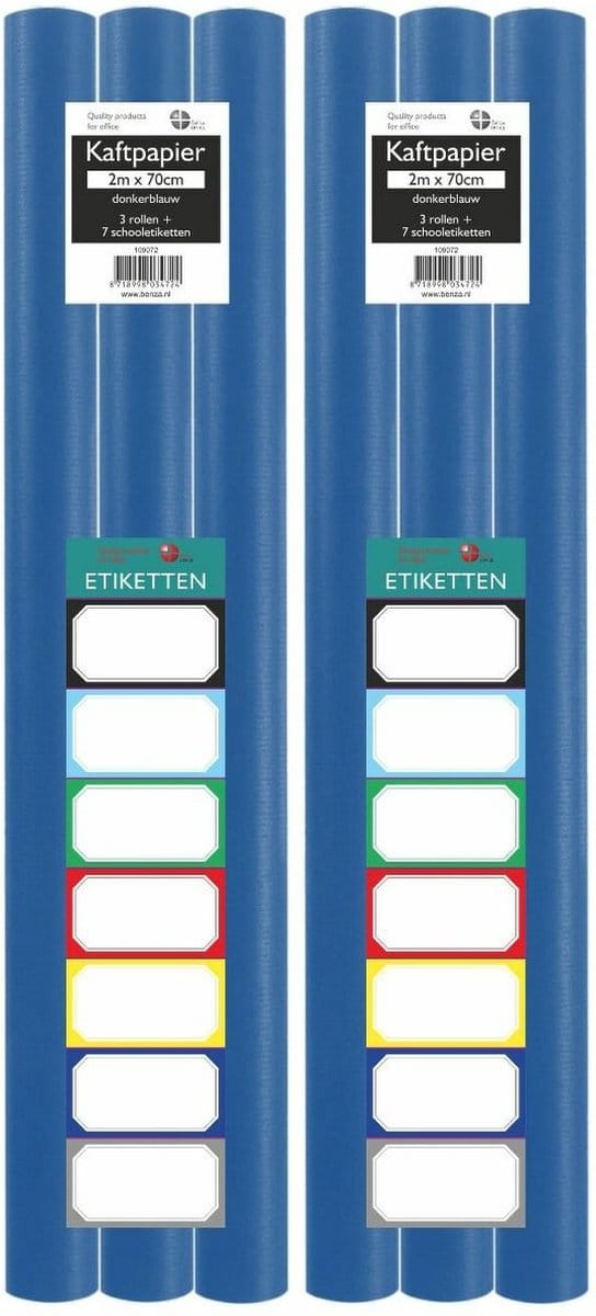Benza Kaftpapier Schoolboeken - Donkerblauw - 200 x 70 cm - 6 rollen