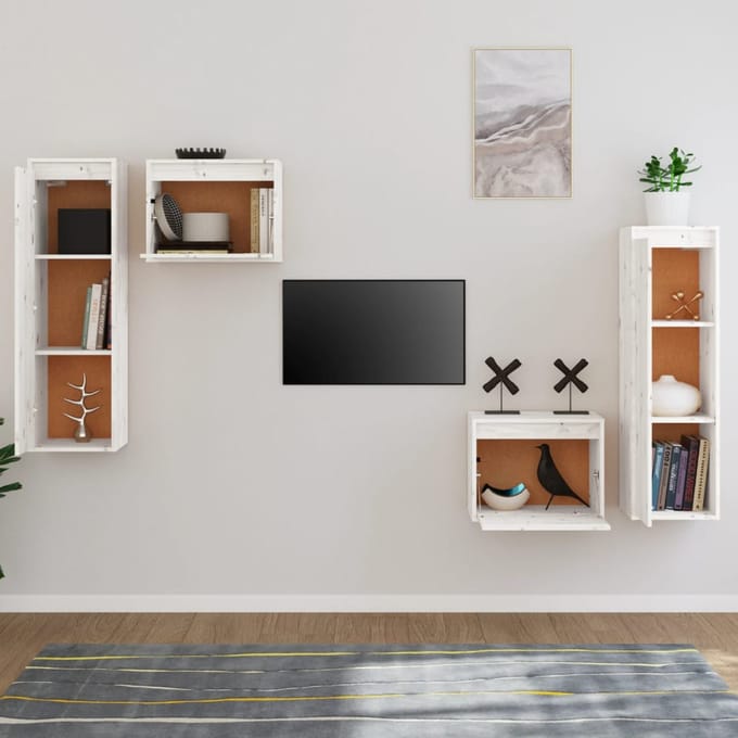 vidaXL - Tv-meubelen - 4 - st - massief - grenenhout - wit