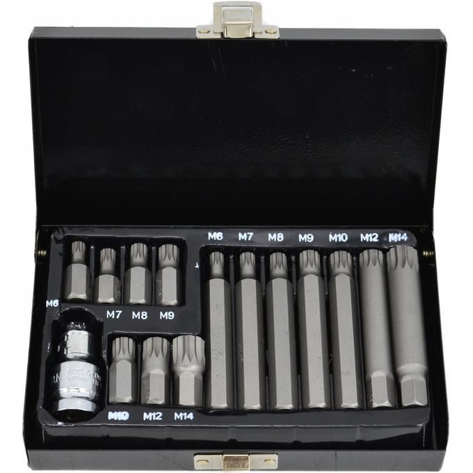 AWTOOLS AW35119BL - Zestaw Nasadek Spline - 12-kątne - 15 Elementów - 1/2 cala