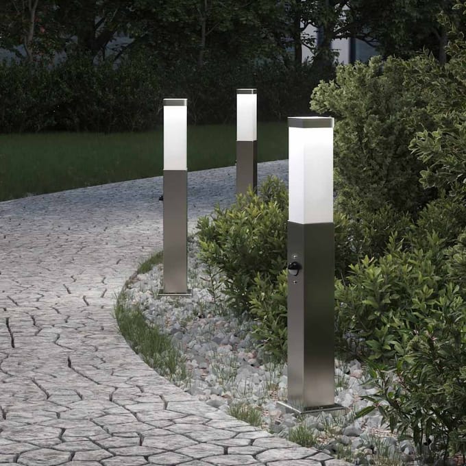 vidaXL Bolderverlichting met sensor 3 stuks 50 cm RVS IP44