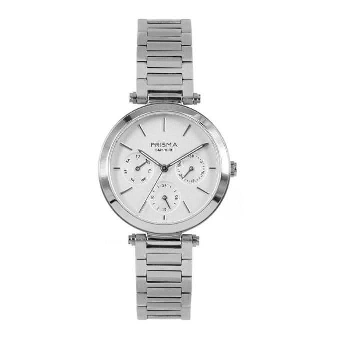 Prisma Horloge P.1340 Dames Edelstaal Multi-Functie Saffier