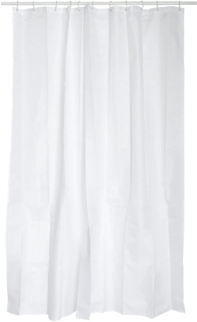 Douchegordijn "Uni White", antibacterieel, wasbaar, waterdicht, inclusief 12 douchegordijnringen, polyester, 120 x 200 cm