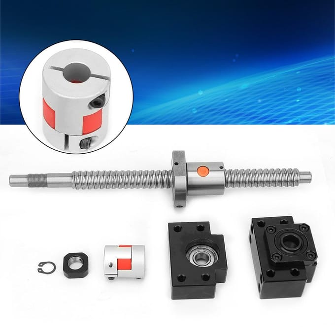 SFU1605 Roestvrijstalen Kogelomloopspindel 250mm & Moer & BKBF12 Ondersteuning & 6.35*10mm Koppeling