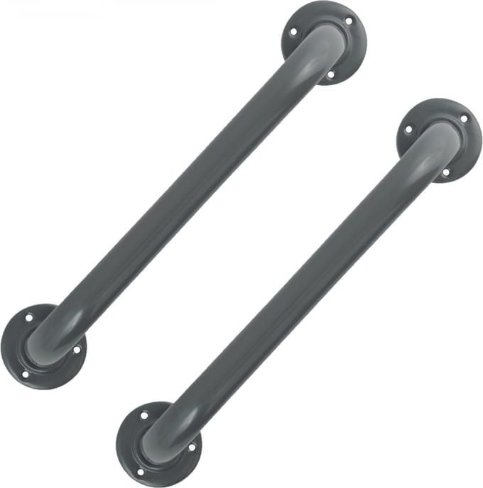 MSV Badkamer/douche wand/muur handgreep - 2x - rvs metaal - grijs - 40 cm - Extra houvast beugel