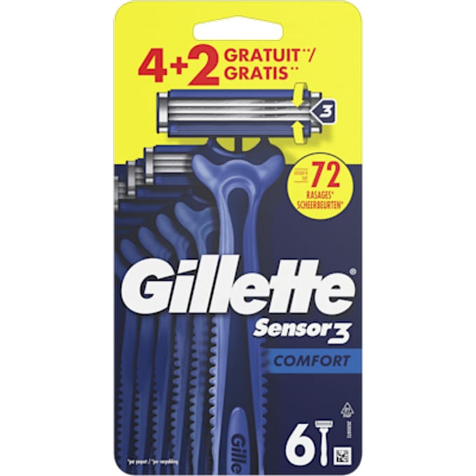 Gillette Sensor3 Comfort - Wegwerpscheermessen Voor Mannen - 6 Stuks
