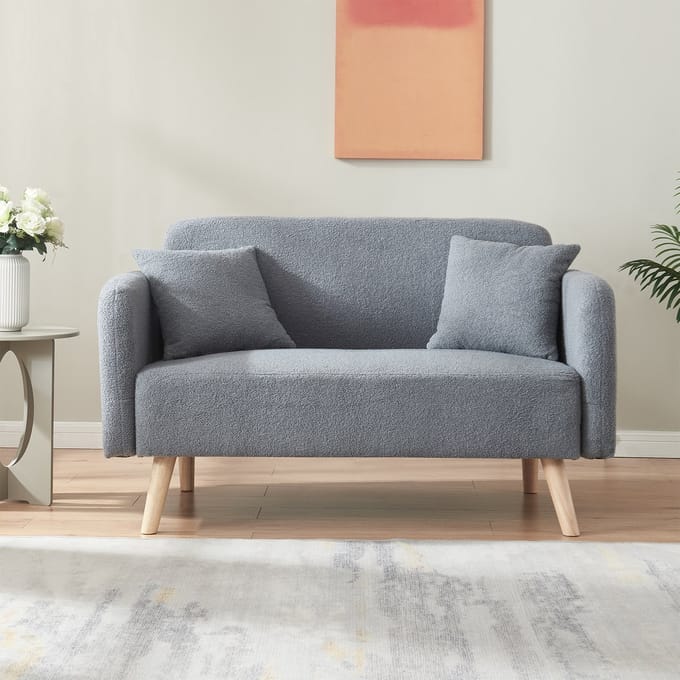 2-zitsbank Midt 132x70x80,5 cm bouclé grijs [en.casa]