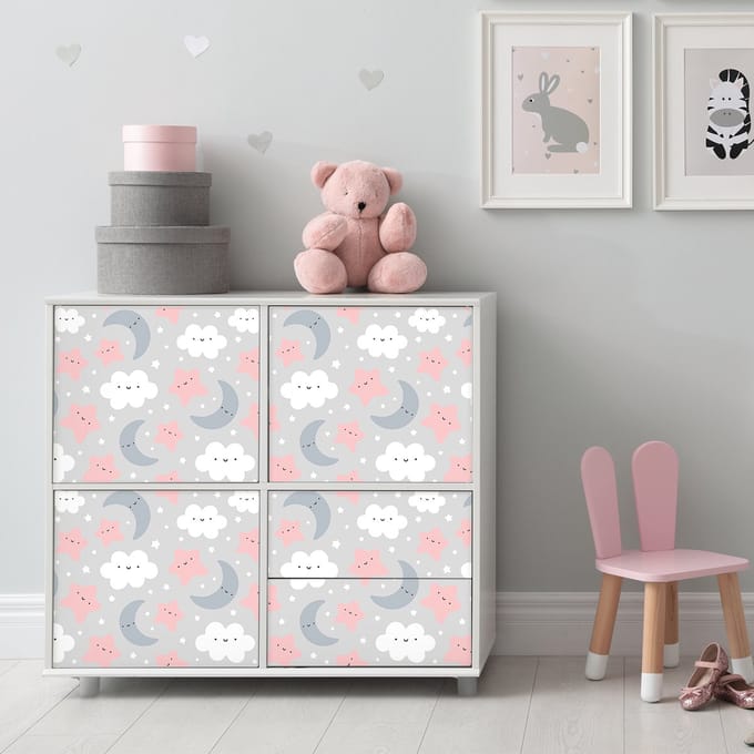 Kindermeubelsticker met wolken en sterrenhemel, 40 x 60 cm
