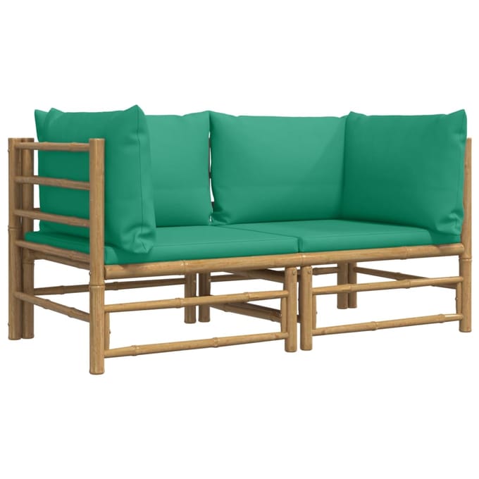vidaXL - Tuinhoekbanken - 2 - st - met - kussens - bamboe - groen