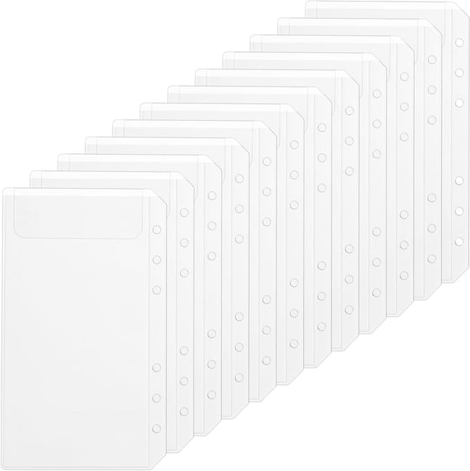 Set van 12 A6 6-Gats Heldere Mappen met Rits - Perfect voor Budgettering, Spaardoelen en Reizen