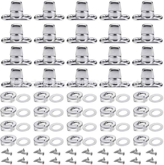 20 sets twist closure for round eyes sail – Robust zinc alloy closure, durable twist closure for oval eyes & sail attachment, ideal for boat awnings & tarpaulins