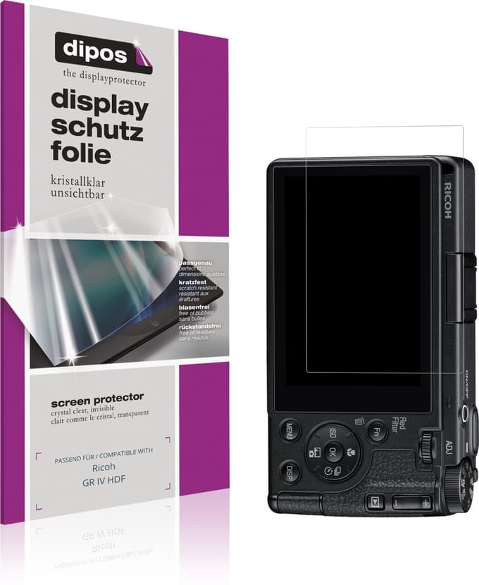 dipos – 4x Beschermfolie geschikt voor Ricoh GR IV HDF | Krasbestendige & heldere Screenprotector Ultra-Thin