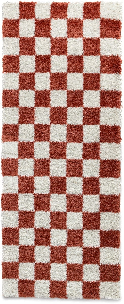 Checkerboard loper - Check ivoor/koraal 80x200