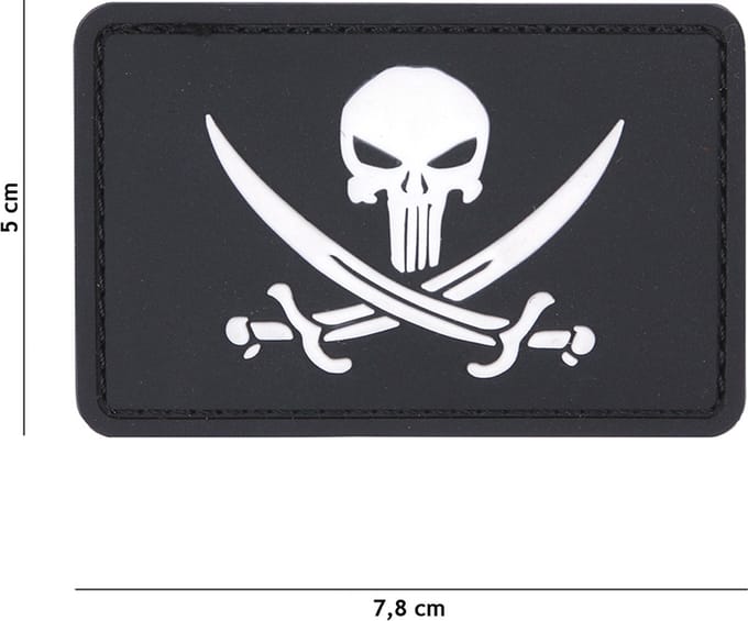Embleem 3D PVC Punisher pirate zwart