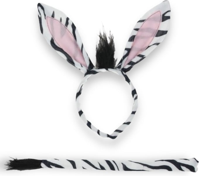 Zebra Verkleedset - Compleet met Diadeem, Oortjes En Staart