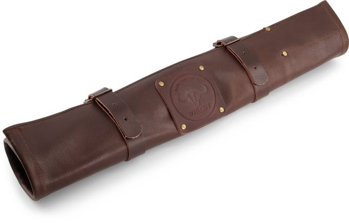 Witloft Messentas met 5 vakken - Buffelleer - Oprolbare messenrol / messenmap - Draagbaar met band - Chocolat