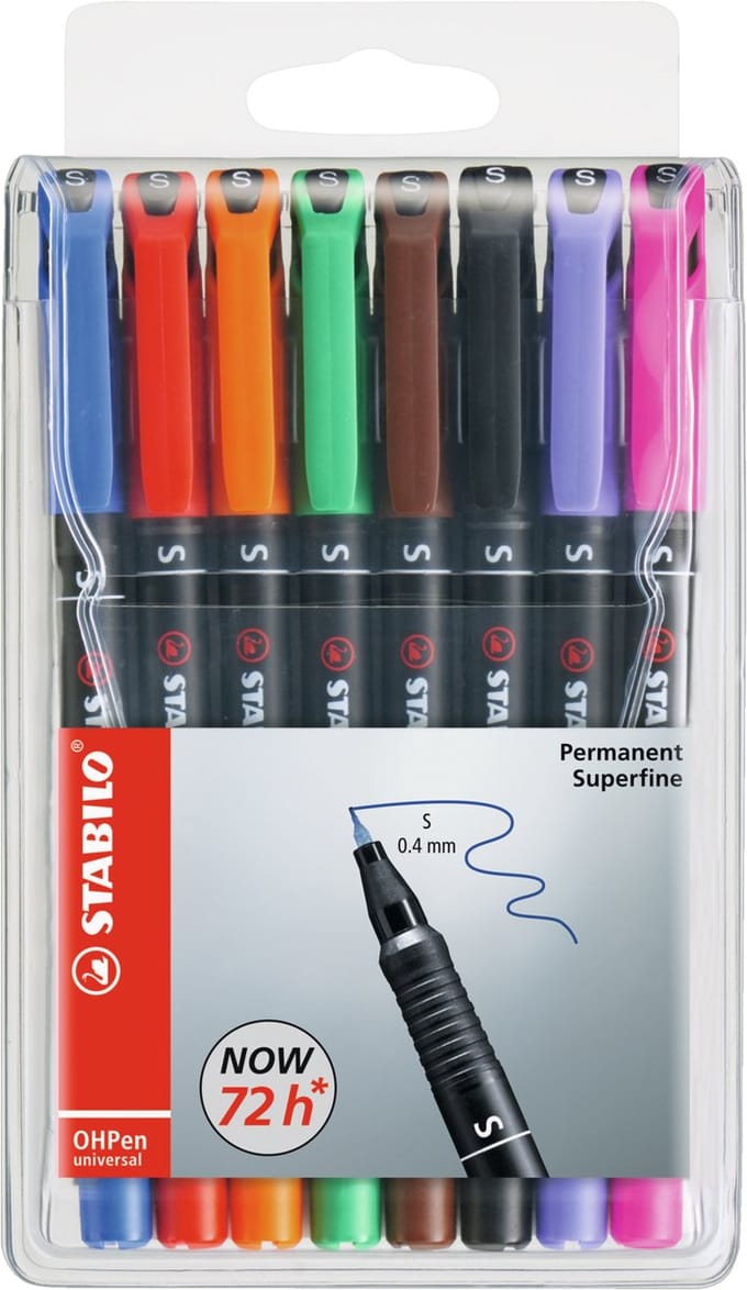 STABILO OHPen - Permanente Marker - Universal S Punt 0,4 mm - Etui Met 8 Kleuren
