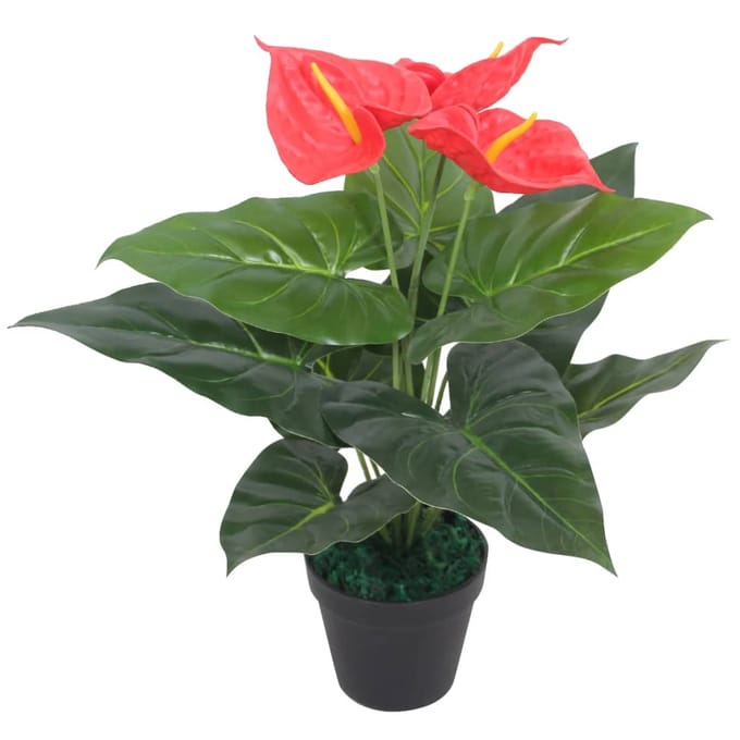 vidaXL - Kunst - anthurium - plant - met - pot - 45 - cm - rood - en - geel