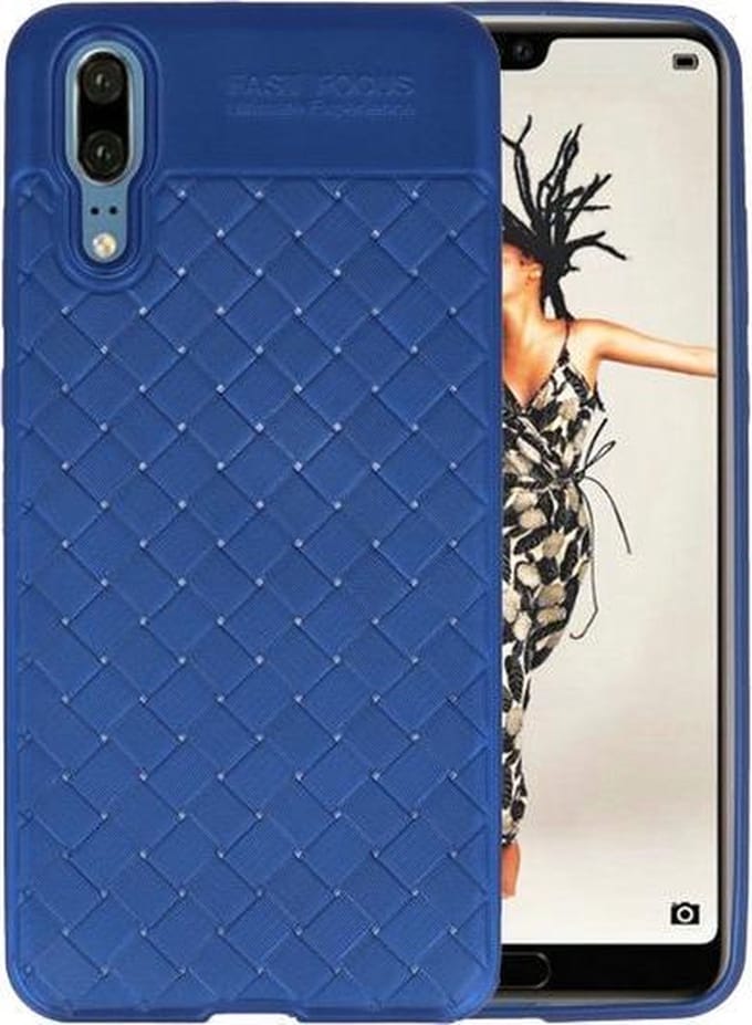 Blauw Geweven TPU case hoesje voor Huawei P20