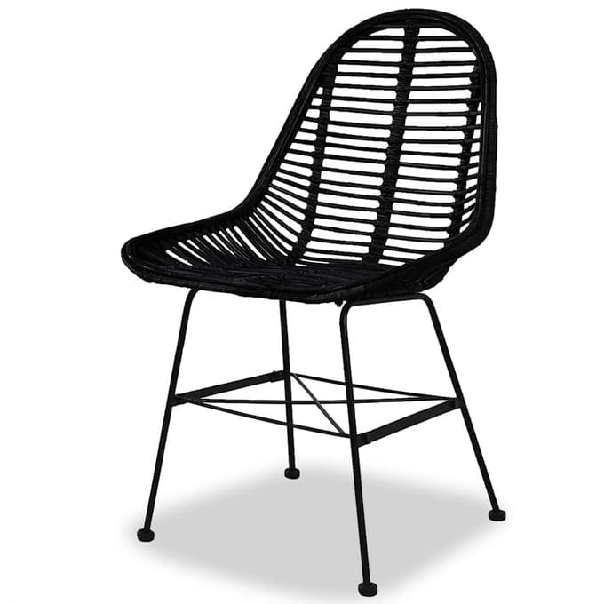 vidaXL - Eetkamerstoelen - 2 - st - natuurlijk - rattan - zwart