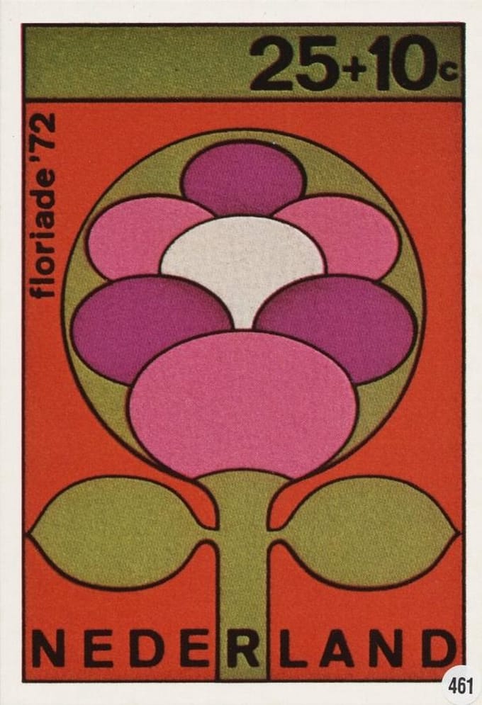 Briefkaart met afbeelding Gestileerde bloem postzegel