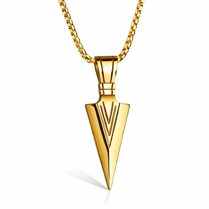 Heren hanger Edelstaal Viking Arrow Gold