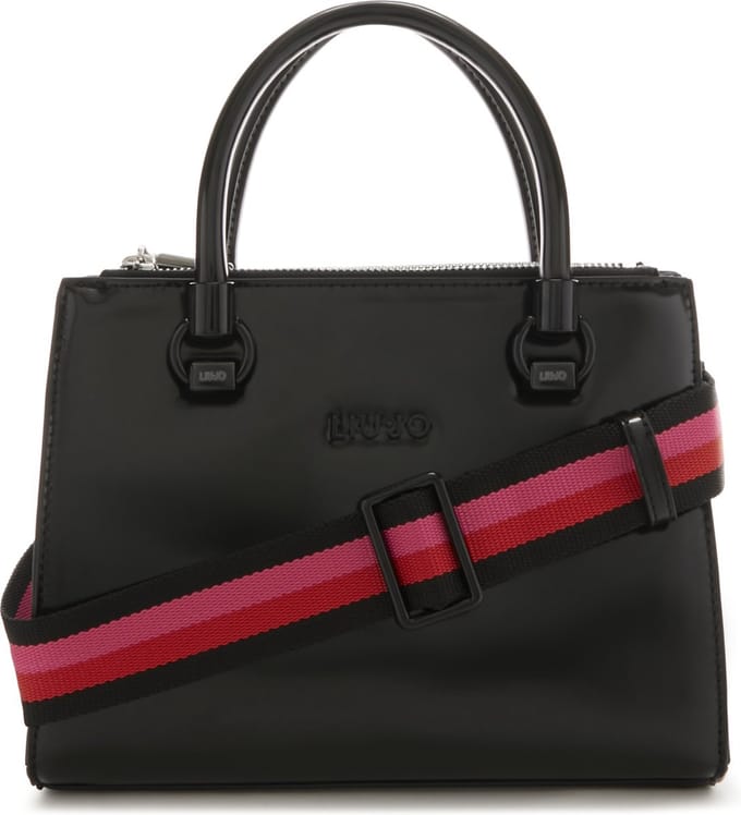LIU JO Handtas Schoudertas Manhattan Satchel Double Zip Nero Zwart