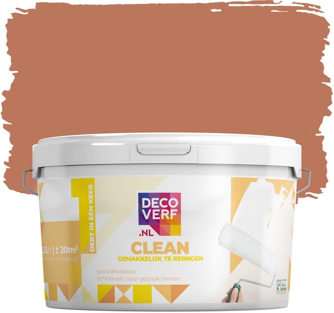 Decoverf clean muurverf toscaans oranje, 2.5L