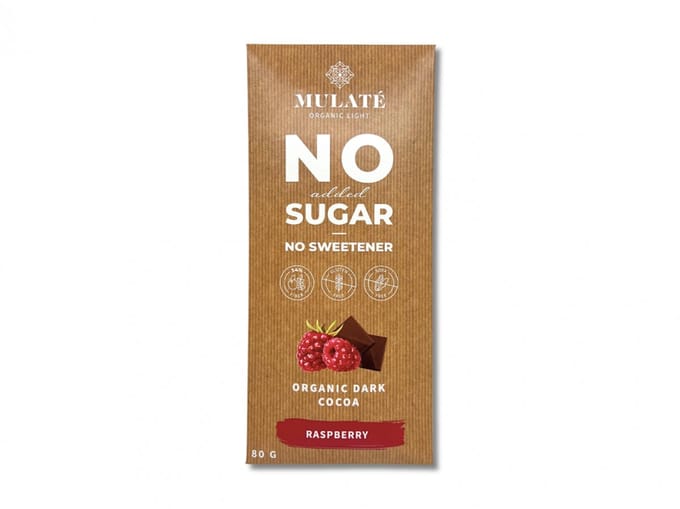 Mulate - Framboos Chocolade tablet - Puur - suikervrij - biologisch - organic