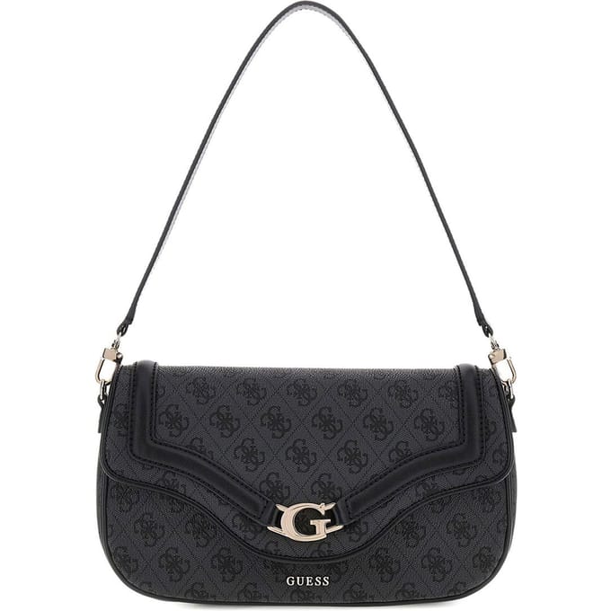 GUESS schoudertas Dea Flap Shoulder Bag Coal Logo donkergrijs