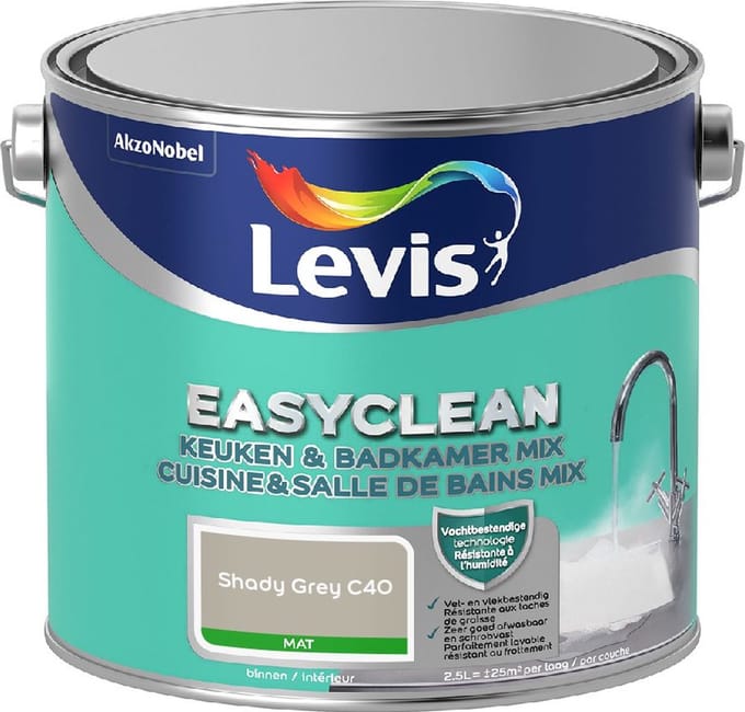 Levis - Easyclean Keuken & Badkamer Mix - Shady Grey C40 - Mengverf - 2,5 L