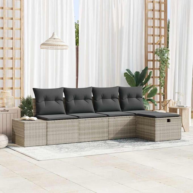 vidaXL - Bankstel - 6 - st - poly - rattan