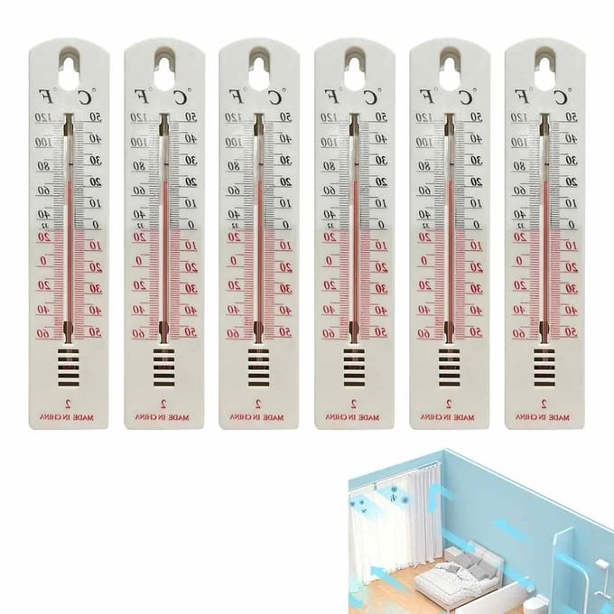 Binnenwandthermometers - Temperatuurmonitor - Temperatuur Bewaken - Dubbele Schaal Display - 6 Stuks - Wit