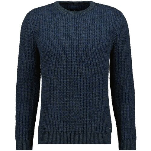 Ragman Trui Structure Knit Pullover Roundneck Blauw-Groen / male