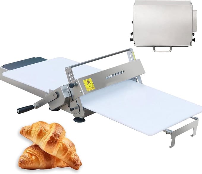Handmatige Deegroller - Deegpers - Bakken Thuis - Instelbare Dikte - 30 cm Werkbreedte - Zilverkleurig
