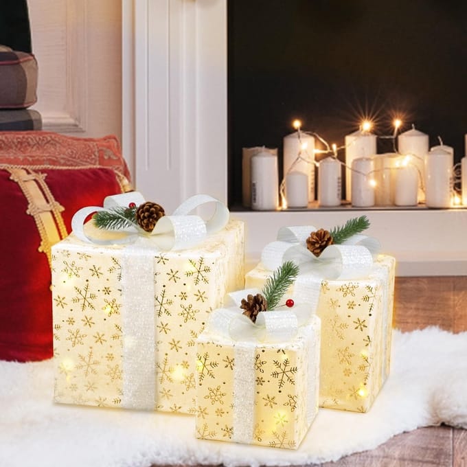 Dailygoods - Lichtgevend Kerstcadeau met Decoratieve Dozen