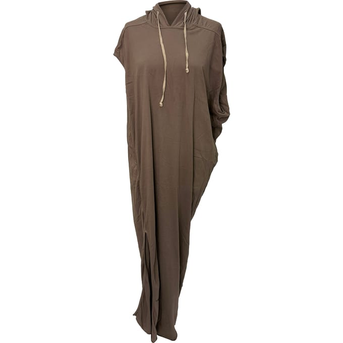 Rick Owens Edfu maxi-jurk met capuchon in bruin katoen