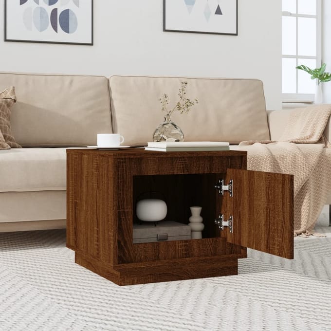 vidaXL - Salontafel - 51x50x44 - cm - bewerkt - hout - bruin - eikenkleur