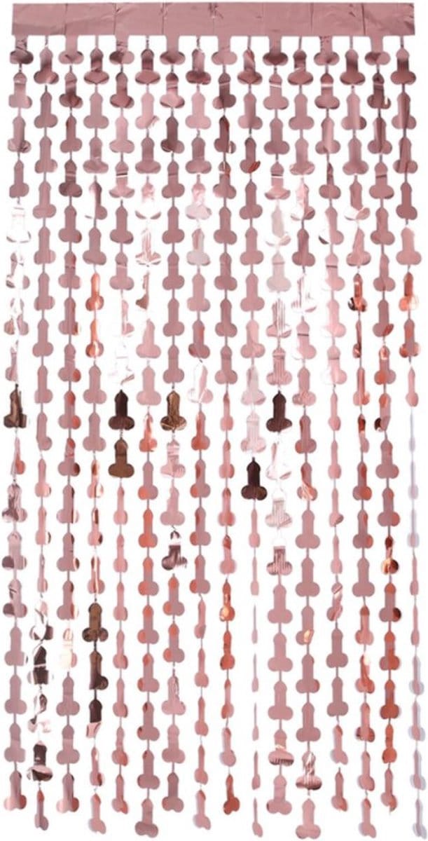 Smiffys - Penis Foil Curtain Backdrop Feestdecoratie - Roségoudkleurig