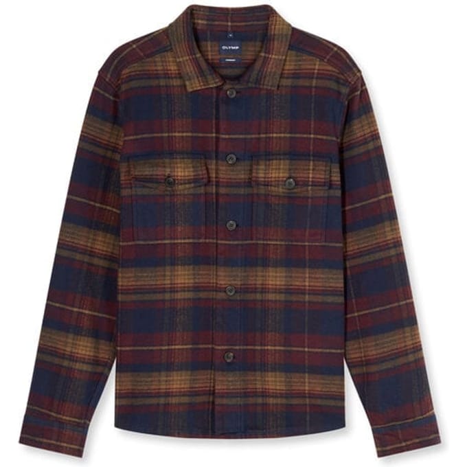 OLYMP Casual Overhemd, Overshirt, Kent, Bordeauxrood