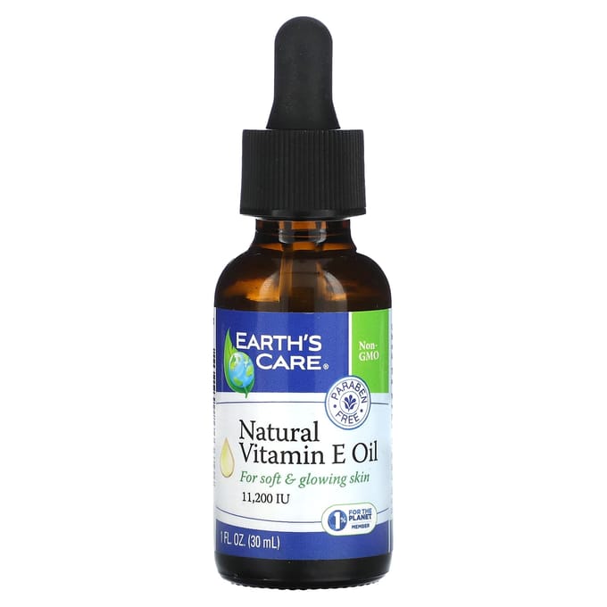 Earth's Care, Natuurlijke Vitamine E Olie, 11.200 IE, 1 fl oz (30 ml) black