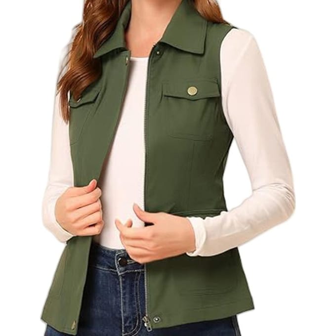 Vest Cardigan Ritsjas Multi-pocket Effen Kleur Mouwloos 2XL black