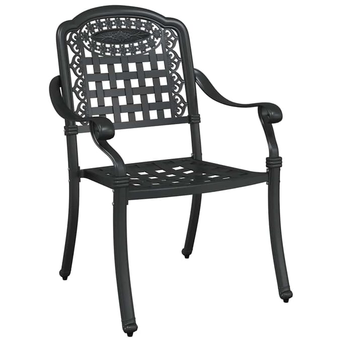 vidaXL Tuinstoel 2 pcs Zwart 55 x 56,5 x 91 cm Aluminium