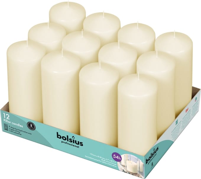 Bolsius - Stompkaarsen - 170/60 - Ivoor - 12 stuks