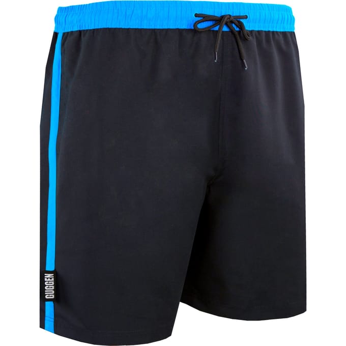 Zwemshort voor heren met patroonstrepen blauw
